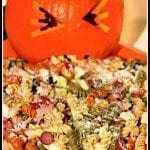 Halloween Pasta Salad in a Pumpkin