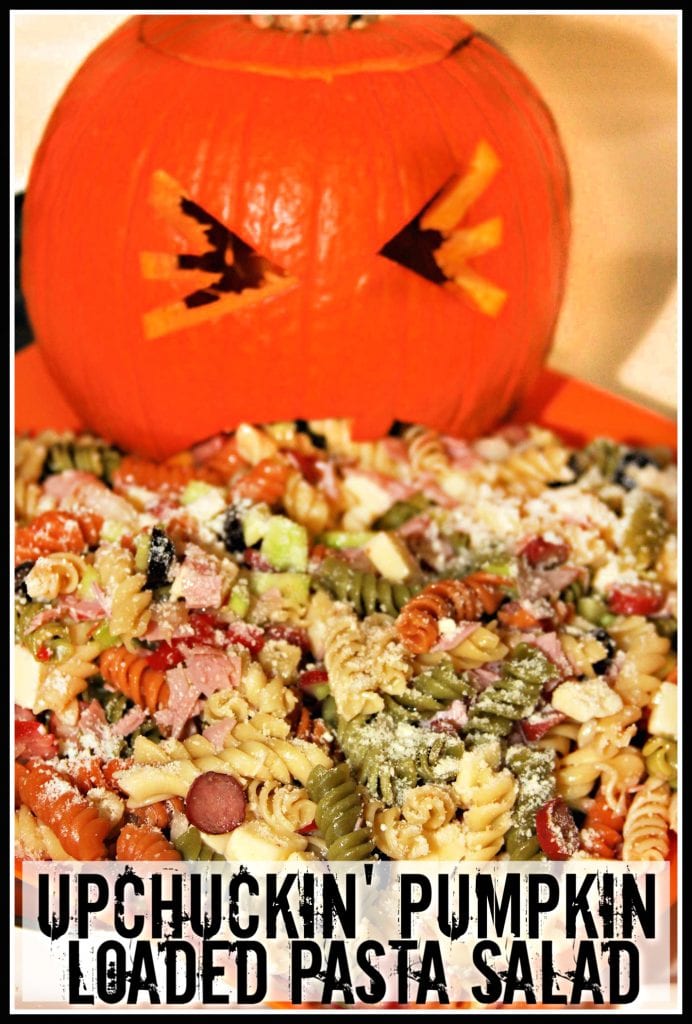 Halloween Pasta Salad in a Pumpkin