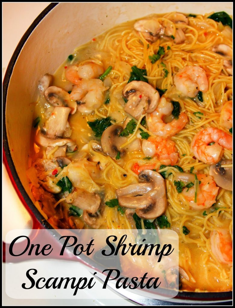 One Pot Shrimp Scampi Pasta - done in just 10 minutes!