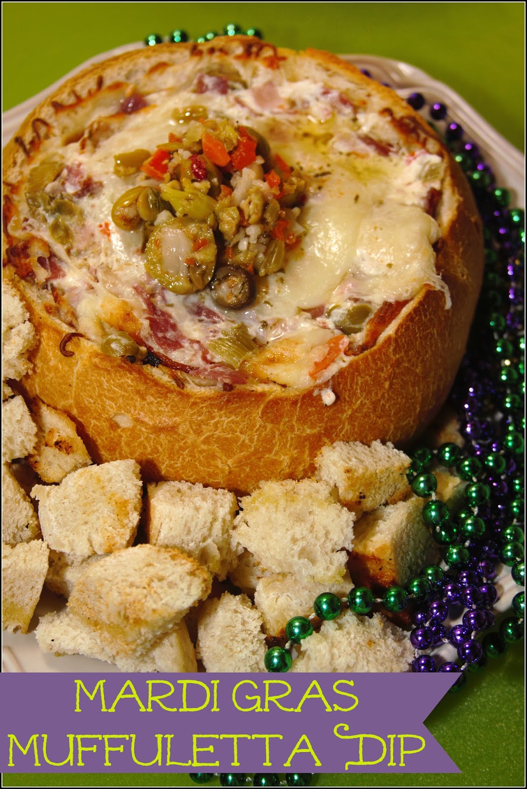 Muffuletta Dip in a Bread Bowl