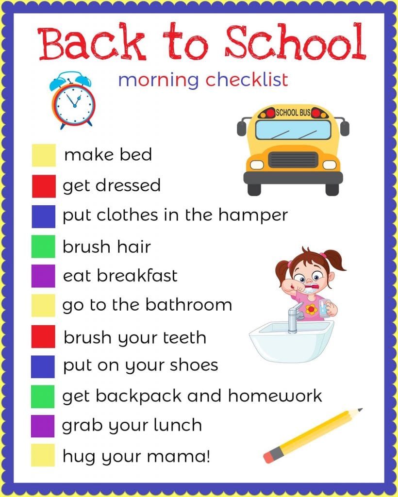 70 Get Ready For School Morning Checklist 195174 Getting Ready In The