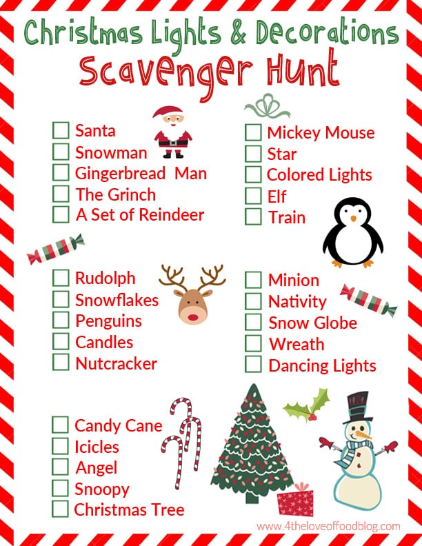 Christmas Lights and Decorations Scavenger Hunt - Free Printable! - For ...