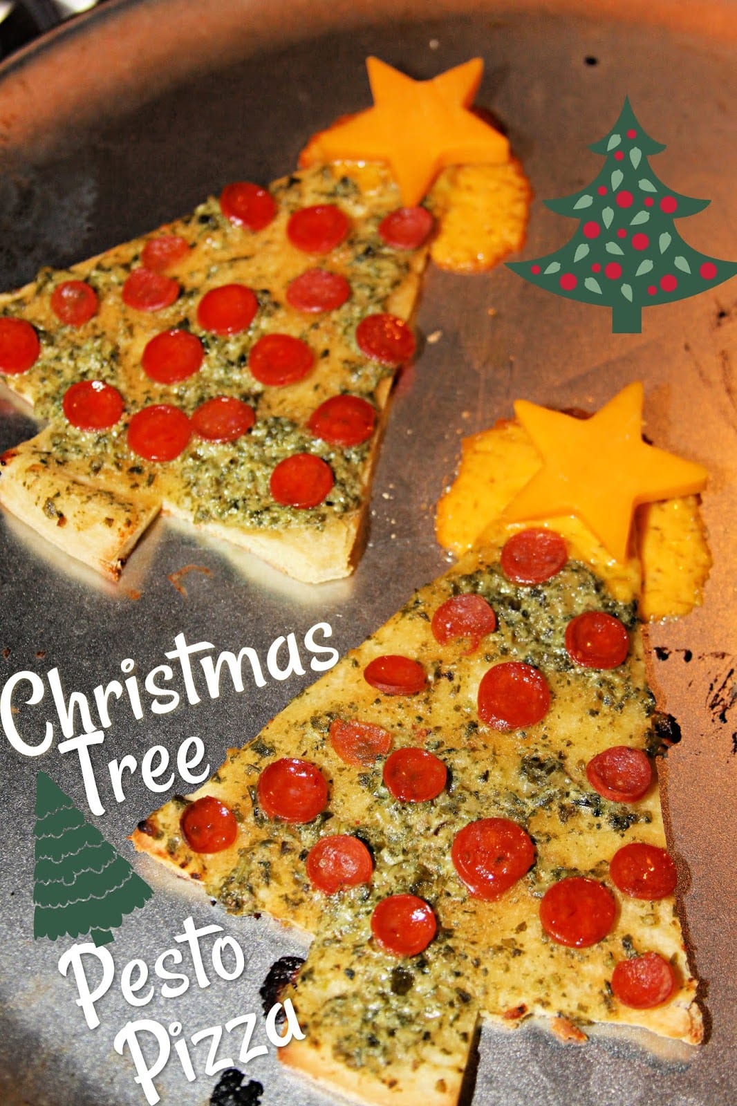 Christmas Tree Pesto Pizzas - For the Love of Food