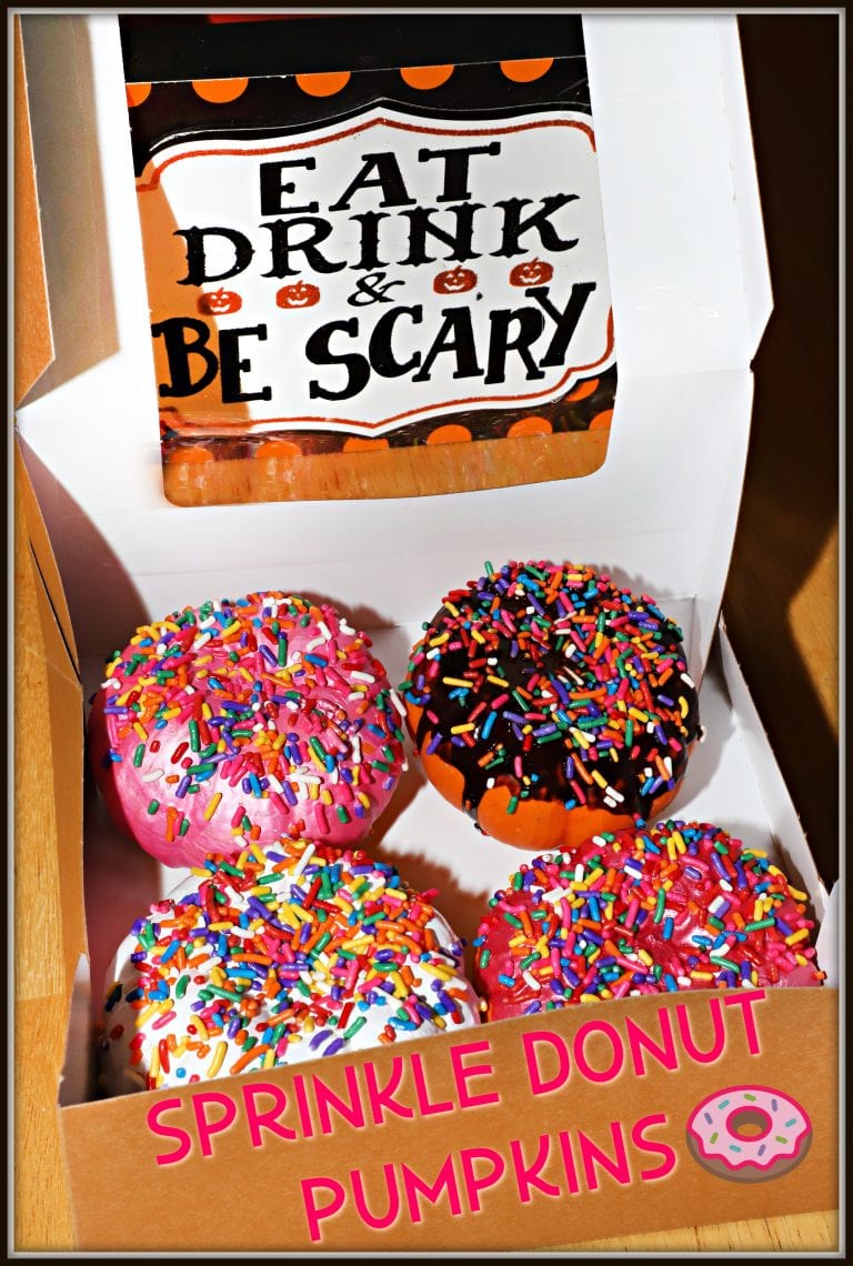 Painted Sprinkle Donut Pumpkins For the Love of Food