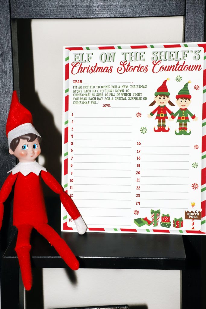 Elf on the Shelf Christmas Stories Countdown Printable For the Love