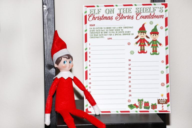Elf on the Shelf Christmas Stories Countdown Printable - For the Love ...