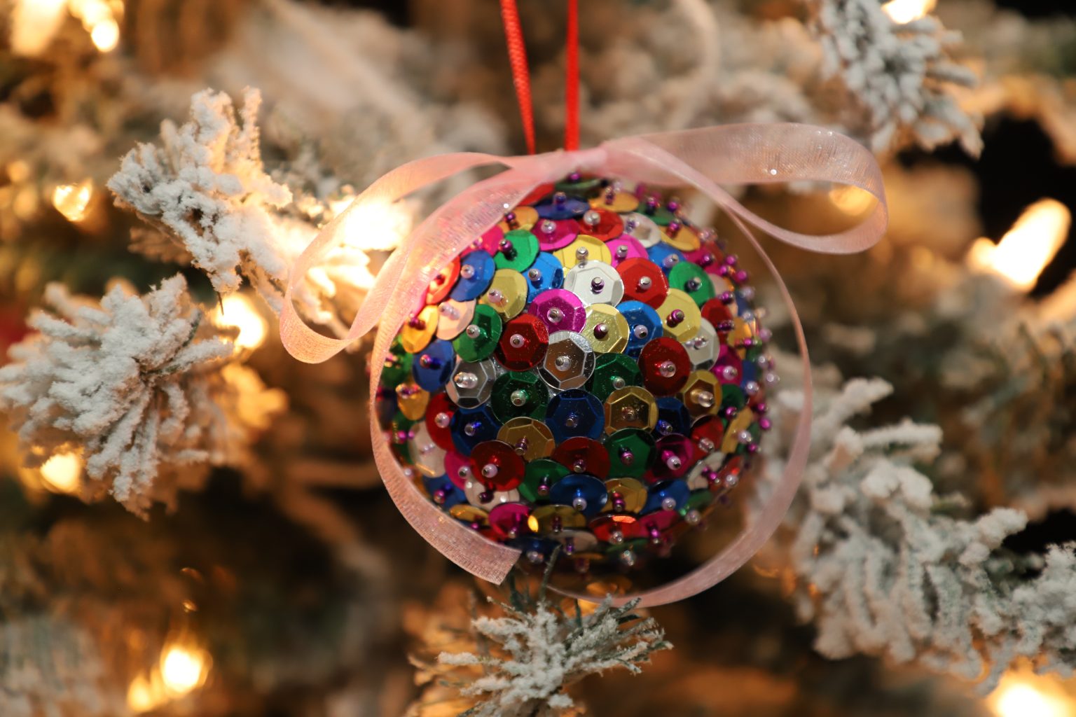 DIY Sequin Christmas Ornaments For the Love of Food