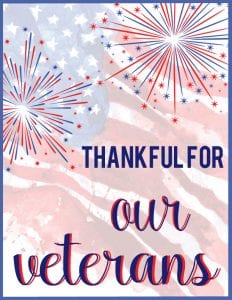Veterans Day Printable Sign and Card - For the Love of Food