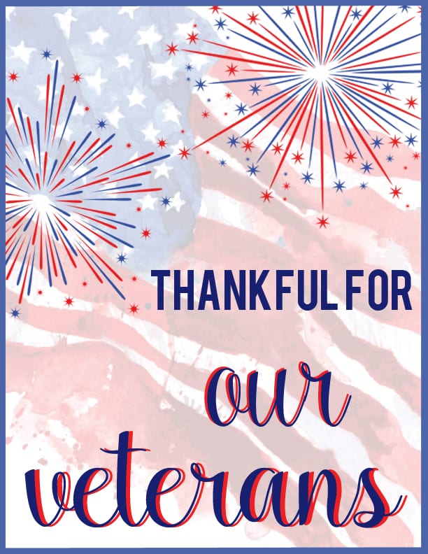 Veterans Day Printable Sign and Card For the Love of Food