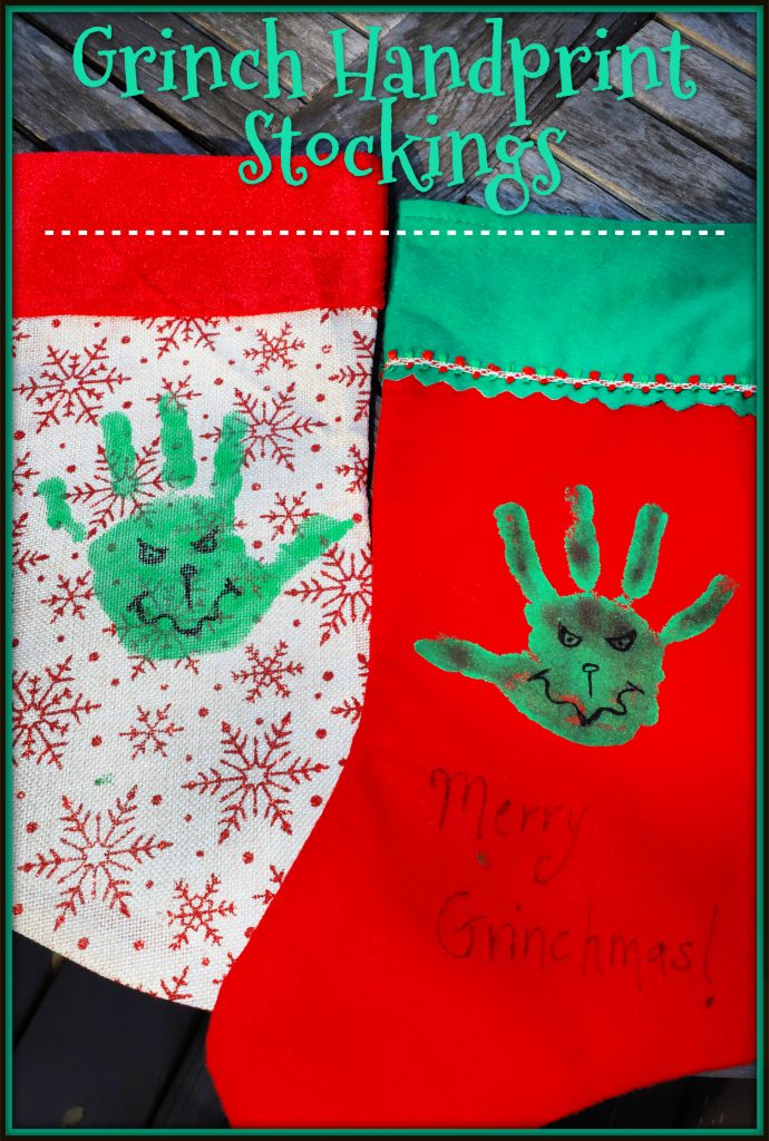 Grinch Handprint Christmas Stockings - For the Love of Food