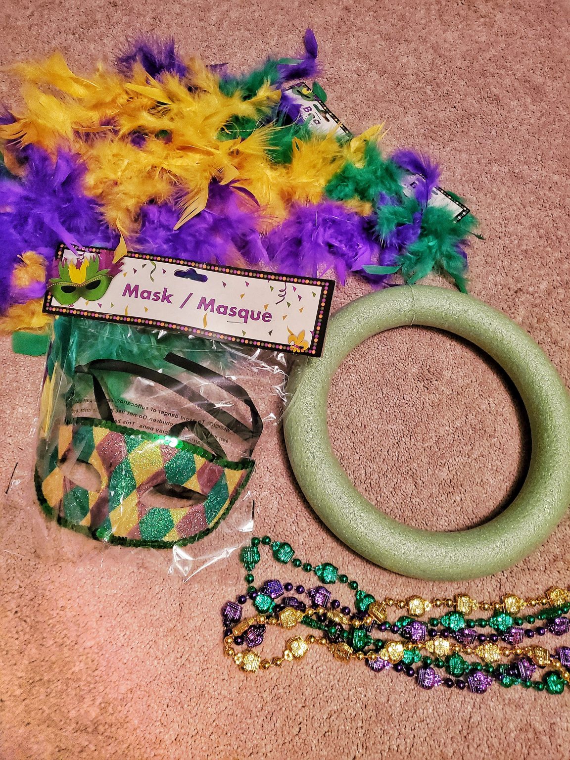 DIY 5 Minute Mardi Gras Wreath Dollar Tree Craft For the Love of Food