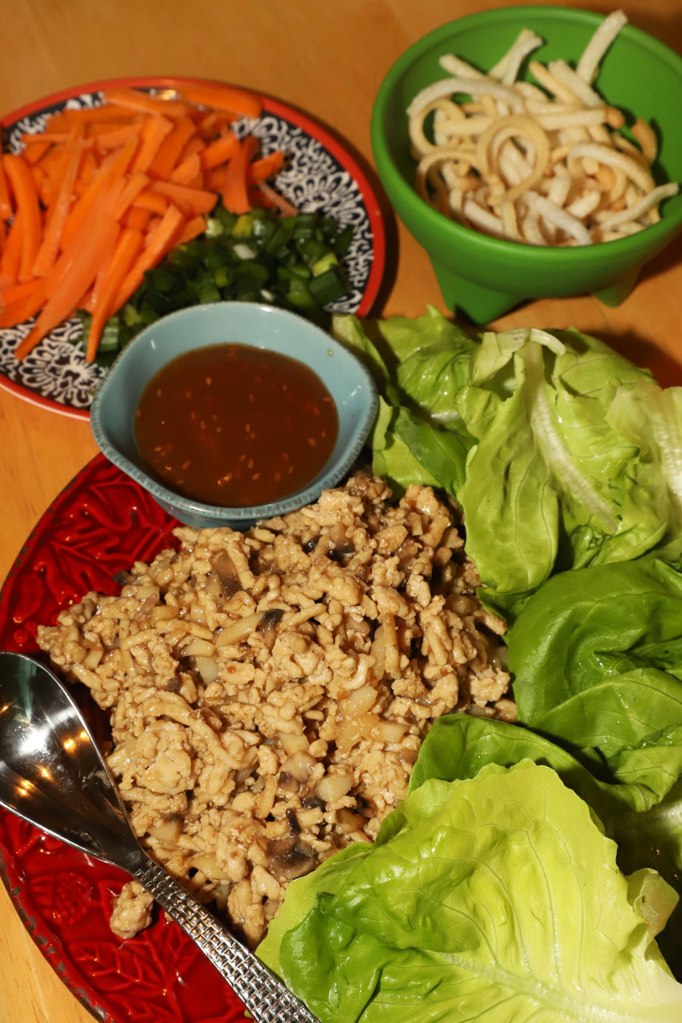 Copycat P.F. Chang's Chicken Lettuce Wraps with Fried Rice Noodles