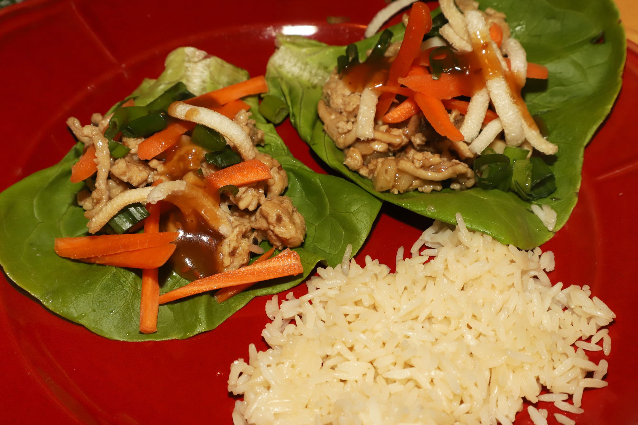 Copycat P.F. Chang's Chicken Lettuce Wraps with Fried Rice Noodles