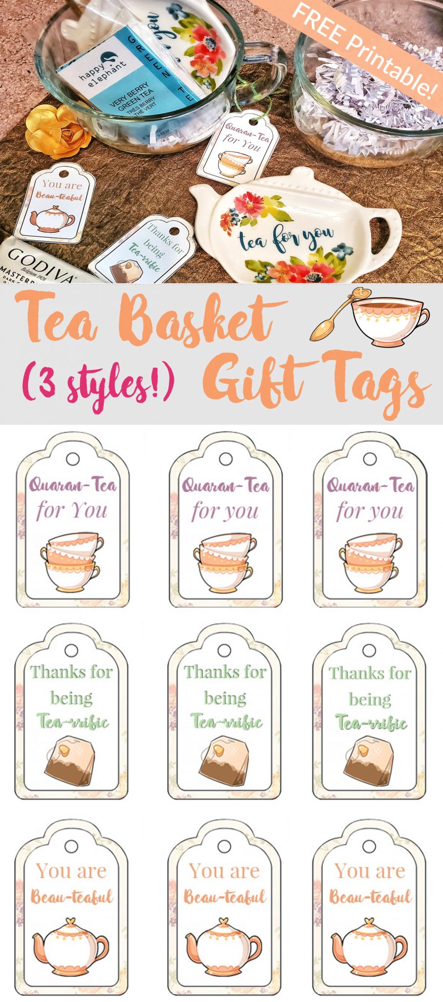 Tea Gift Baskets with Printable Tags For the Love of Food