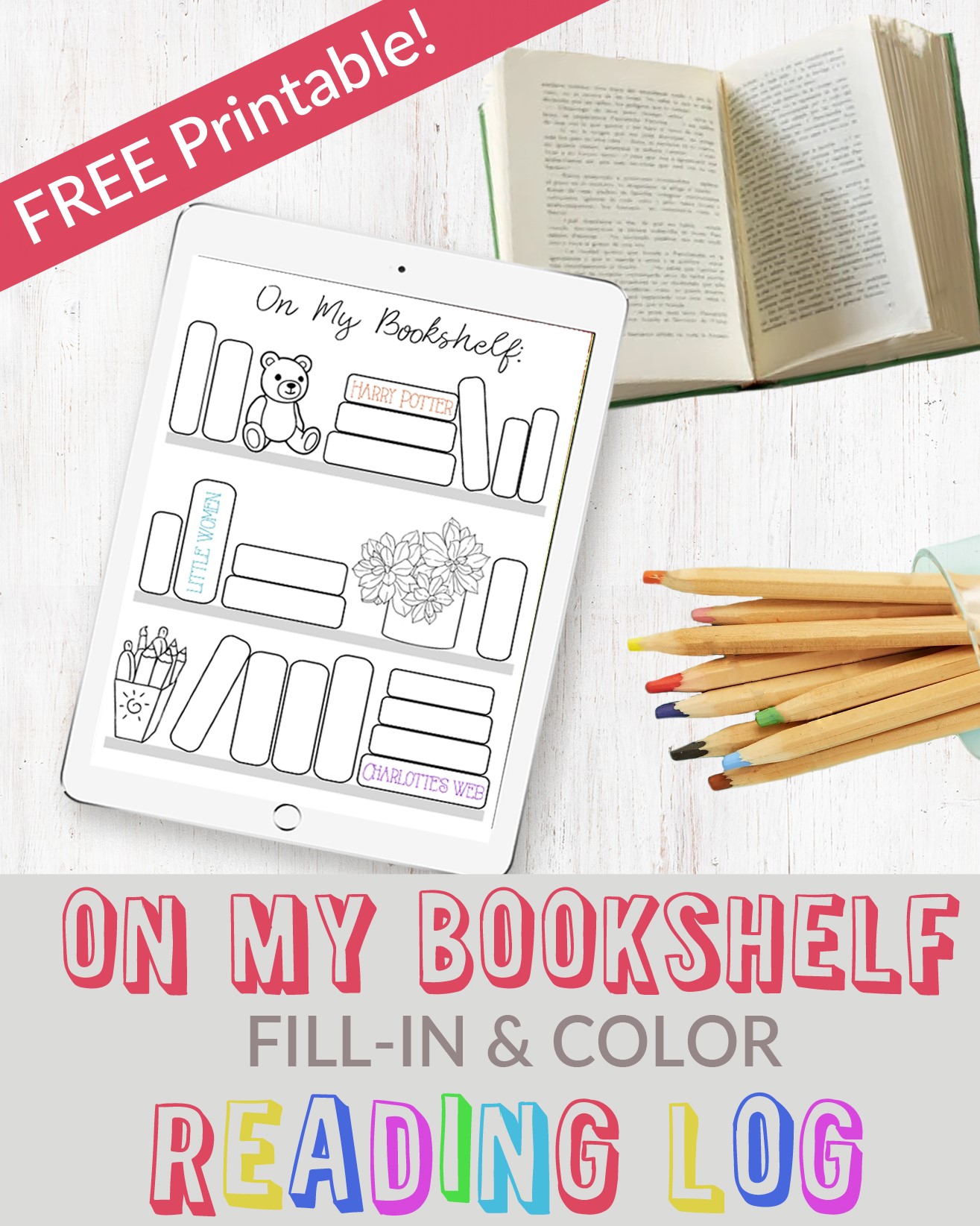 On My Bookshelf Reading Log Free Printable and Color Sheet For the