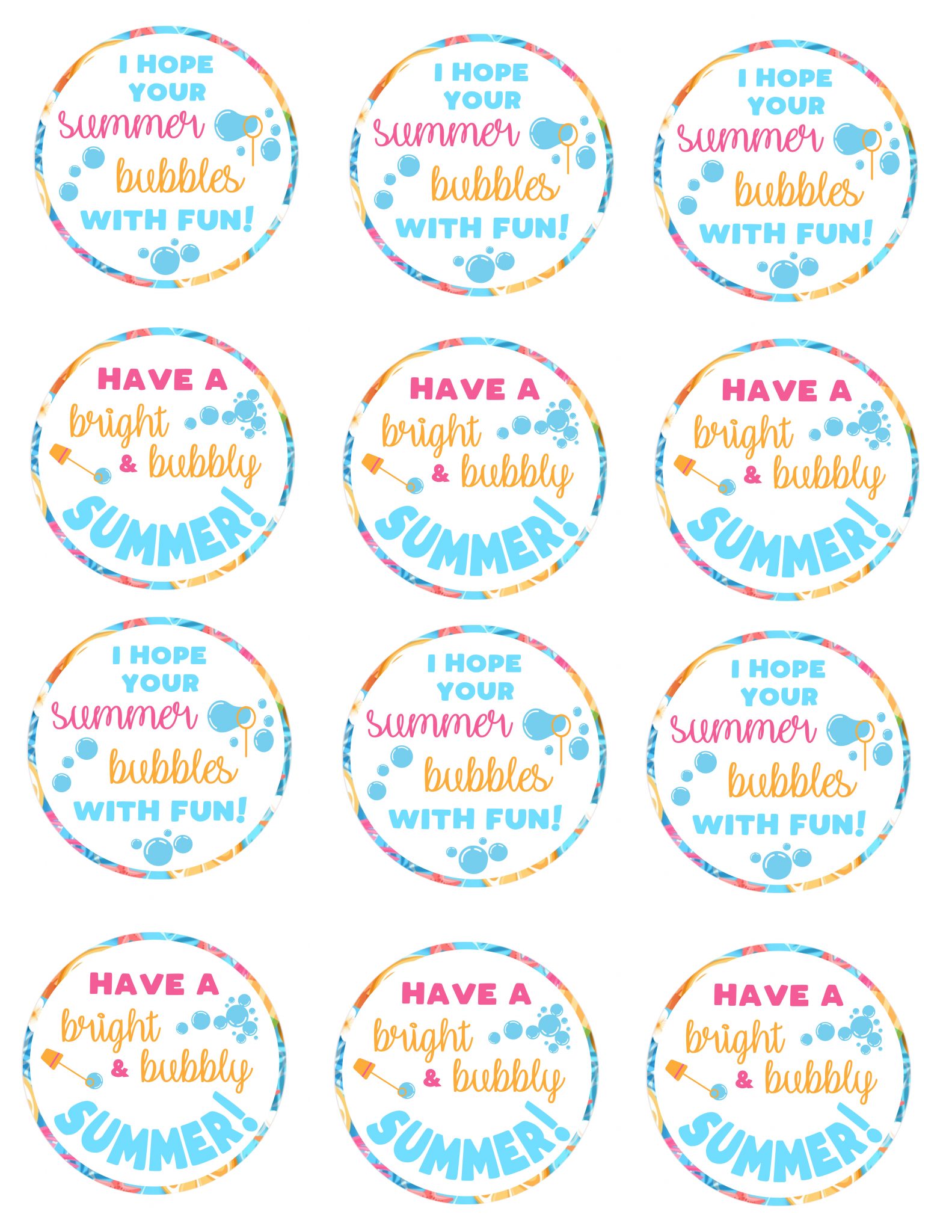 Free Printable End Of Year Bubble Gift Tags Printable