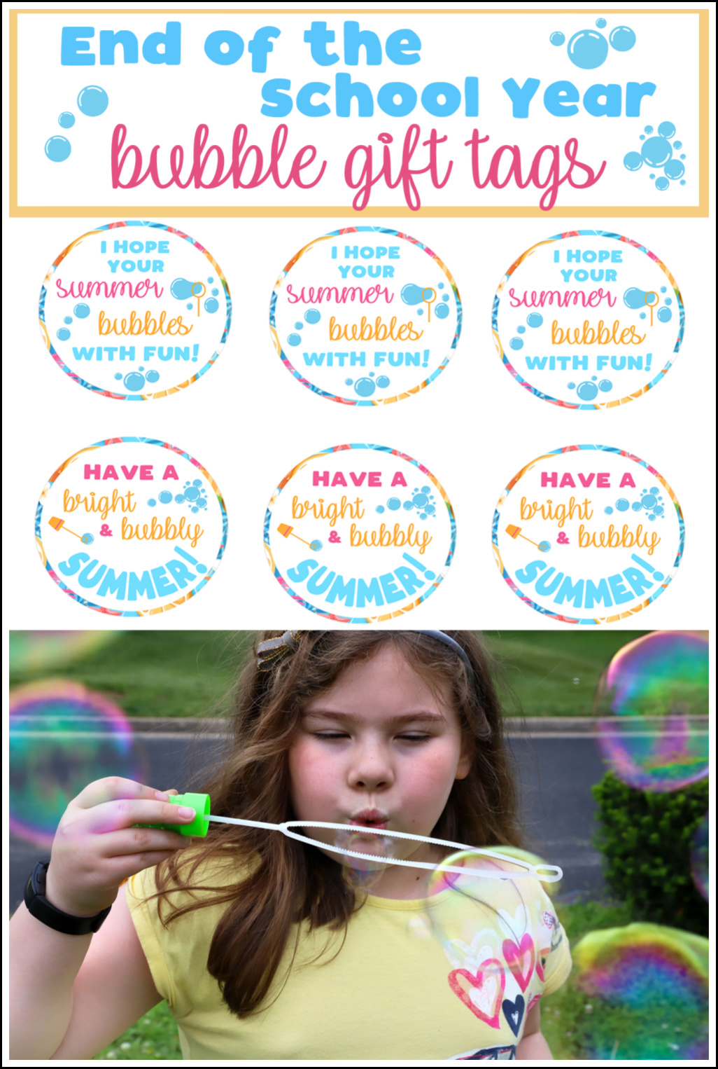 Bubbles Back to School Gift Tag, Printable PDF - My Party Design