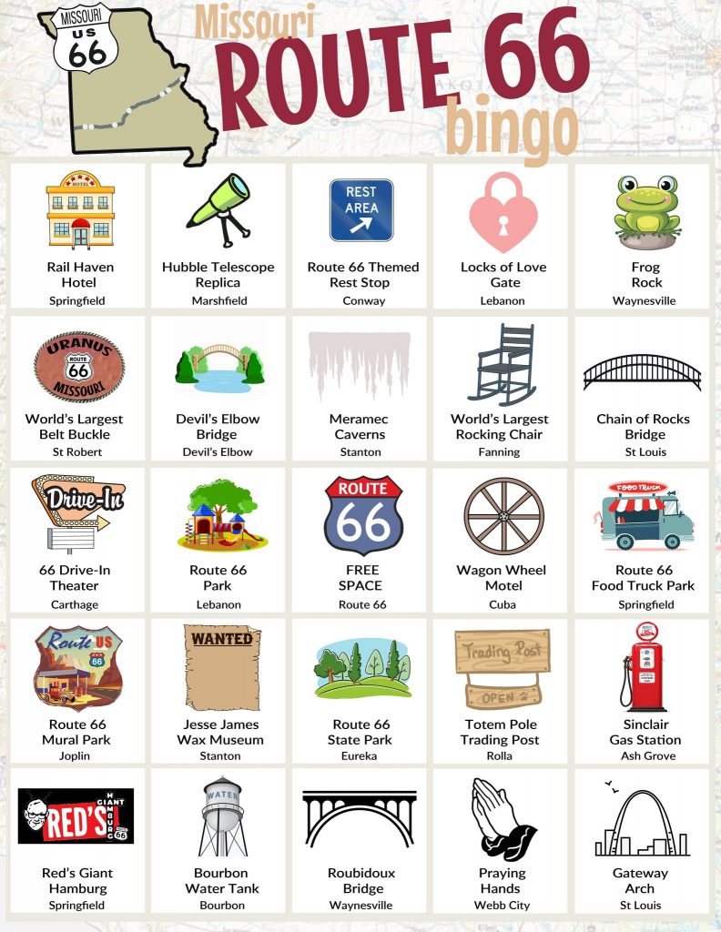 travel bingo en route