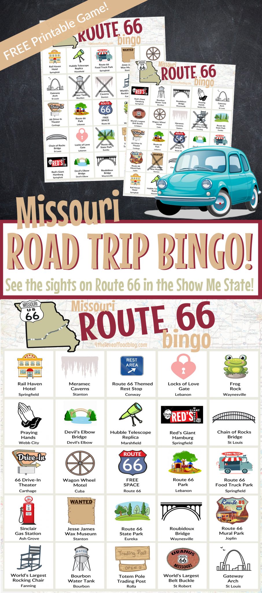 missouri-route-66-road-trip-bingo-game-free-printable-for-the-love-of-food for Free Printable Route 66 Sign Missouri Route 66 Road Trip Bingo Game | Free Printable - For the Love of Food for Free Printable Route 66 Sign