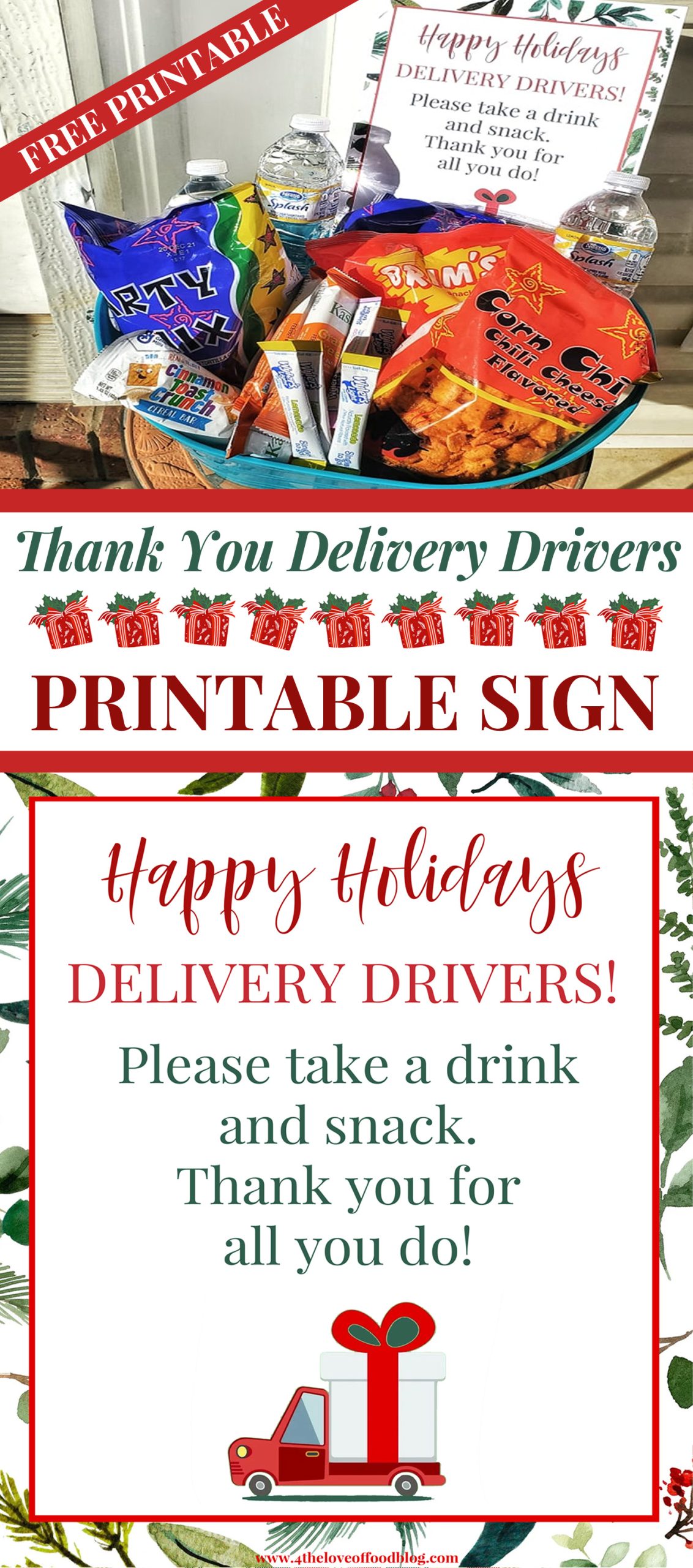 Thank You Delivery Drivers Snack Basket And Printable Sign For The Love Of Food