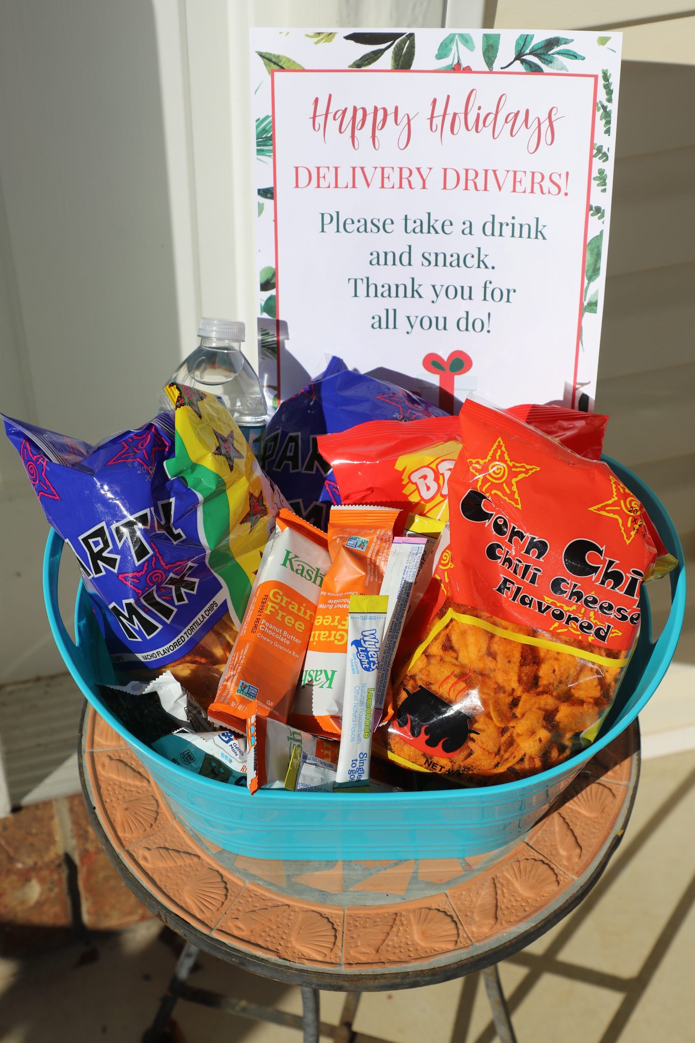Thank You Delivery Drivers Snack Basket and Printable Sign For the