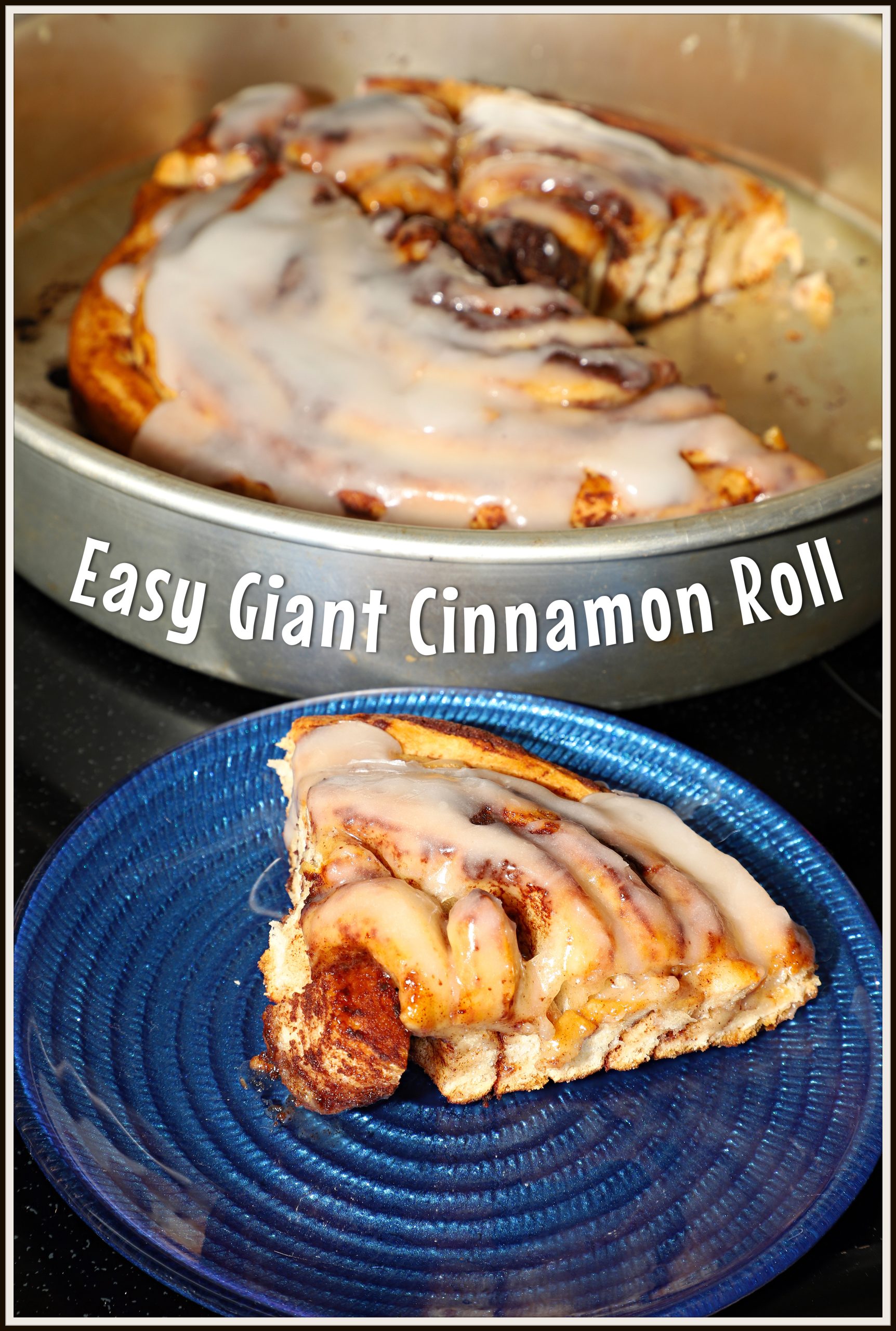 Easy Giant Cinnamon Roll - For the Love of Food