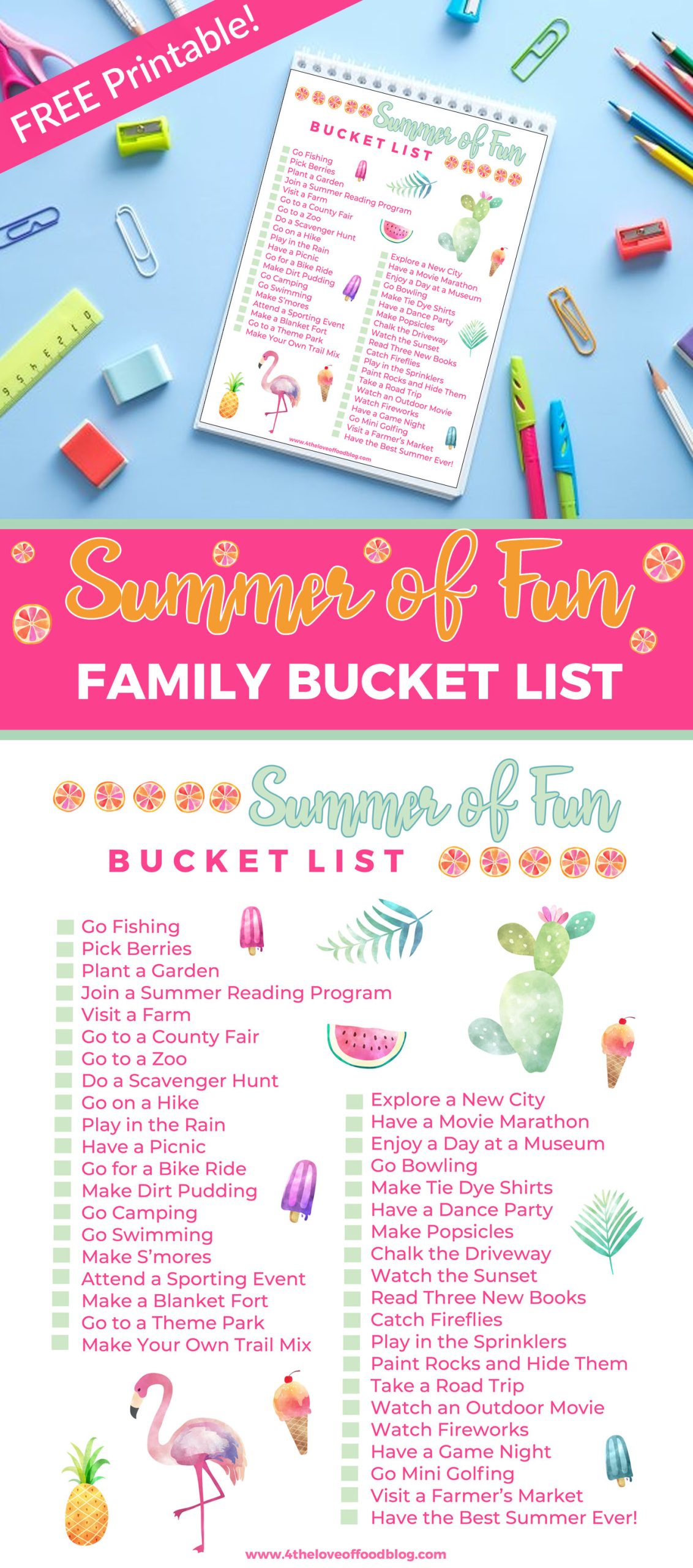 Summer of Fun Printable Family Bucket List