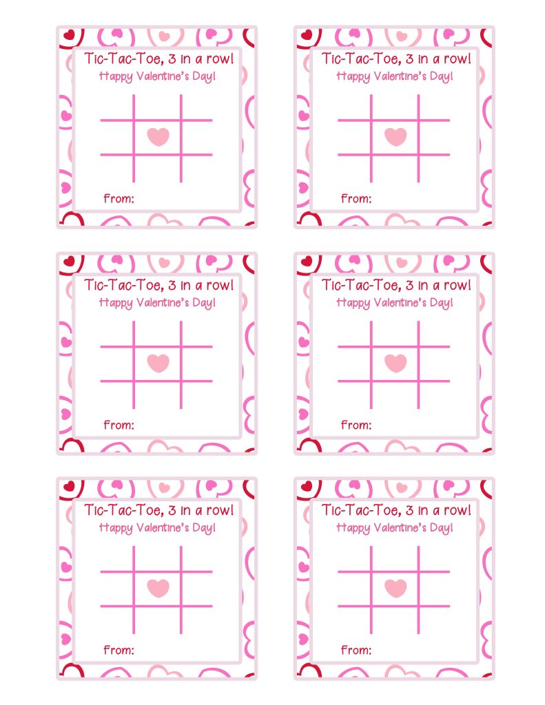 Tic Tac Toe Valentines | Free Printable Cards - For the Love of Food