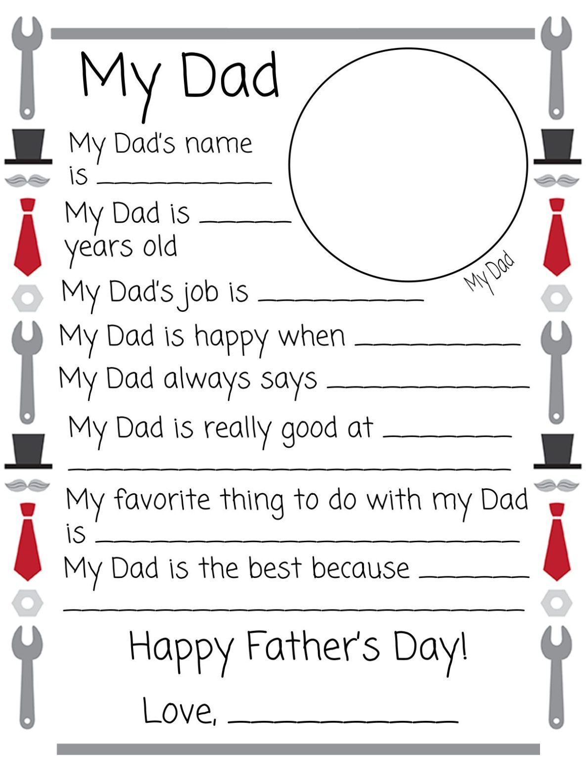 Printable Father s Day Questionnaires Gift Idea For The Love Of Food