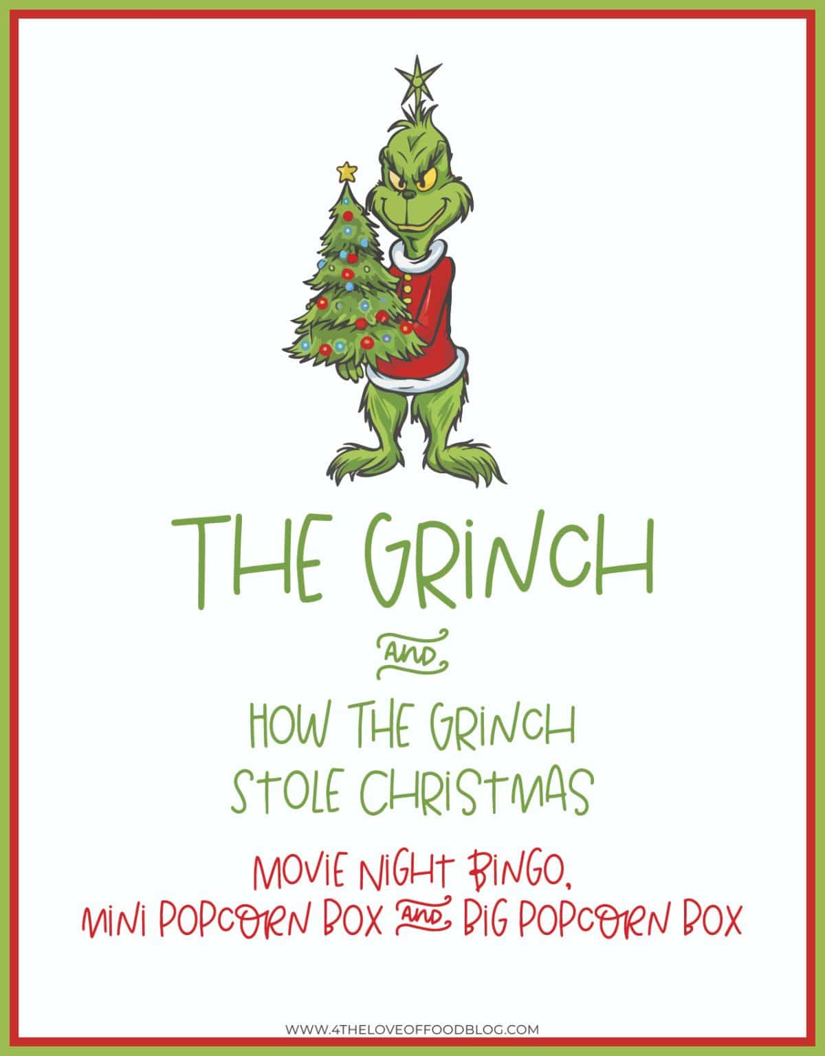 The Grinch Popcorn Box Printables for Family Movie Night