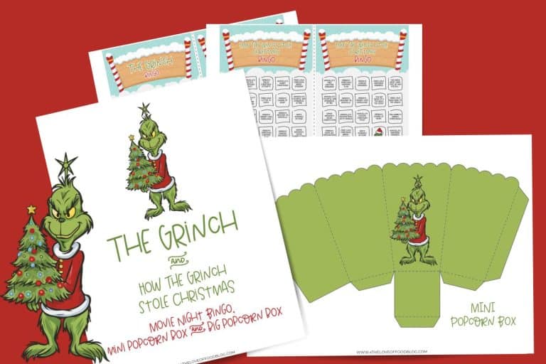 How the Grinch Stole Christmas Movie Bingo and Printable Popcorn Boxes ...