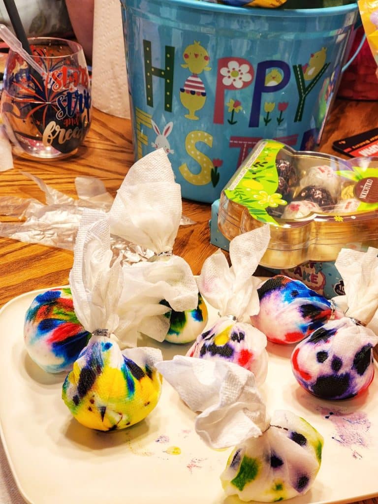 Easy Paper Towel Tie Dye Easter Eggs - For the Love of Food